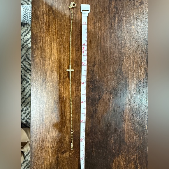 14 K Gold Plated &. Crystal Cross Bracelet - Picture 7 of 7